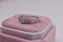Load image into Gallery viewer, Reserved Listing Sterling Silver Vintage Inspired Halo Engagement Ring
