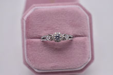 Load image into Gallery viewer, Reserved Listing Sterling Silver Vintage Inspired Halo Engagement Ring
