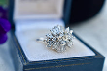 Load image into Gallery viewer, Art Deco 14K White Gold Vintage Ballerina Halo Diamond Engagement Ring
