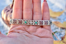 Load image into Gallery viewer, Vintage Art Deco Platinum Emerald &amp; Diamond Filigree Bracelet
