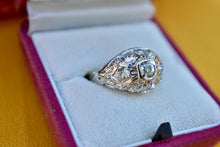 Load image into Gallery viewer, 14K White Gold Vintage Geometric Cluster Old European Diamond Dome Ring
