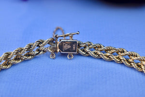 Two Items Vintage 14K Yellow Gold Double Rope Bracelet & Sapphire and Diamond Bracelet