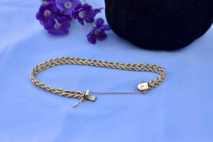 Two Items Vintage 14K Yellow Gold Double Rope Bracelet & Sapphire and Diamond Bracelet