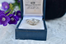 Load image into Gallery viewer, Vintage 18K White Gold Art Deco Octagon Old European Cut Diamond Ring
