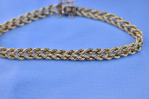 Two Items Vintage 14K Yellow Gold Double Rope Bracelet & Sapphire and Diamond Bracelet