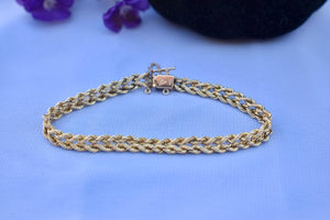 Two Items Vintage 14K Yellow Gold Double Rope Bracelet & Sapphire and Diamond Bracelet