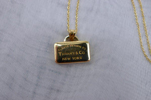 Tiffany & Co Genuine Return To Rectangular Purse Necklace 18K Yellow Gold