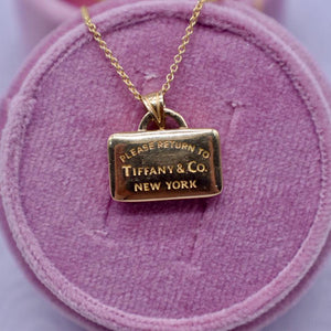 Tiffany & Co Genuine Return To Rectangular Purse Necklace 18K Yellow Gold