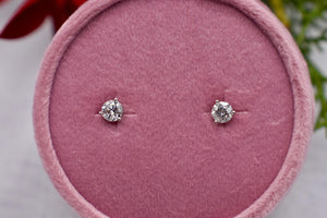 14K White Gold Round Diamond Push Back Martini Stud Earrings 0.90cts