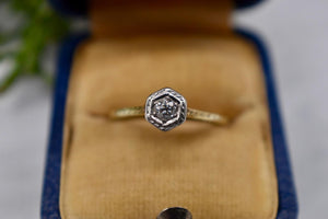 Vintage 14K Yellow Gold Edwardian Old European Cut Diamond Engagement Ring