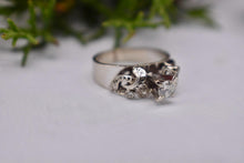 Load image into Gallery viewer, Antique Art Deco 10K White Gold Diamond Floral Retro Ring
