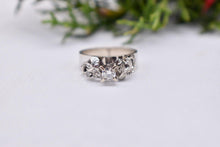 Load image into Gallery viewer, Antique Art Deco 10K White Gold Diamond Floral Retro Ring
