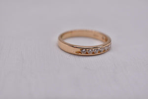 Vintage 14K Yellow Gold Channel Set 0.30cts Diamond Wedding Band