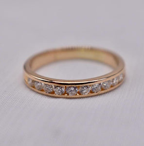 Vintage 14K Yellow Gold Channel Set 0.30cts Diamond Wedding Band