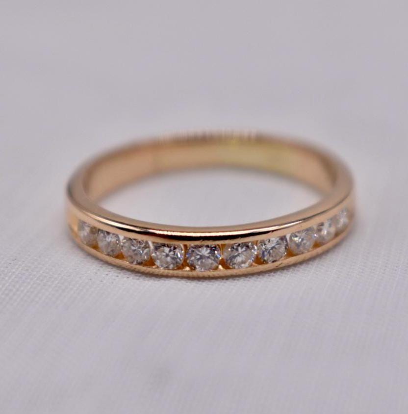 Vintage 14K Yellow Gold Channel Set 0.30cts Diamond Wedding Band