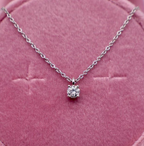 Tiffany & Co Platinum Single Diamond Minimalist Necklace