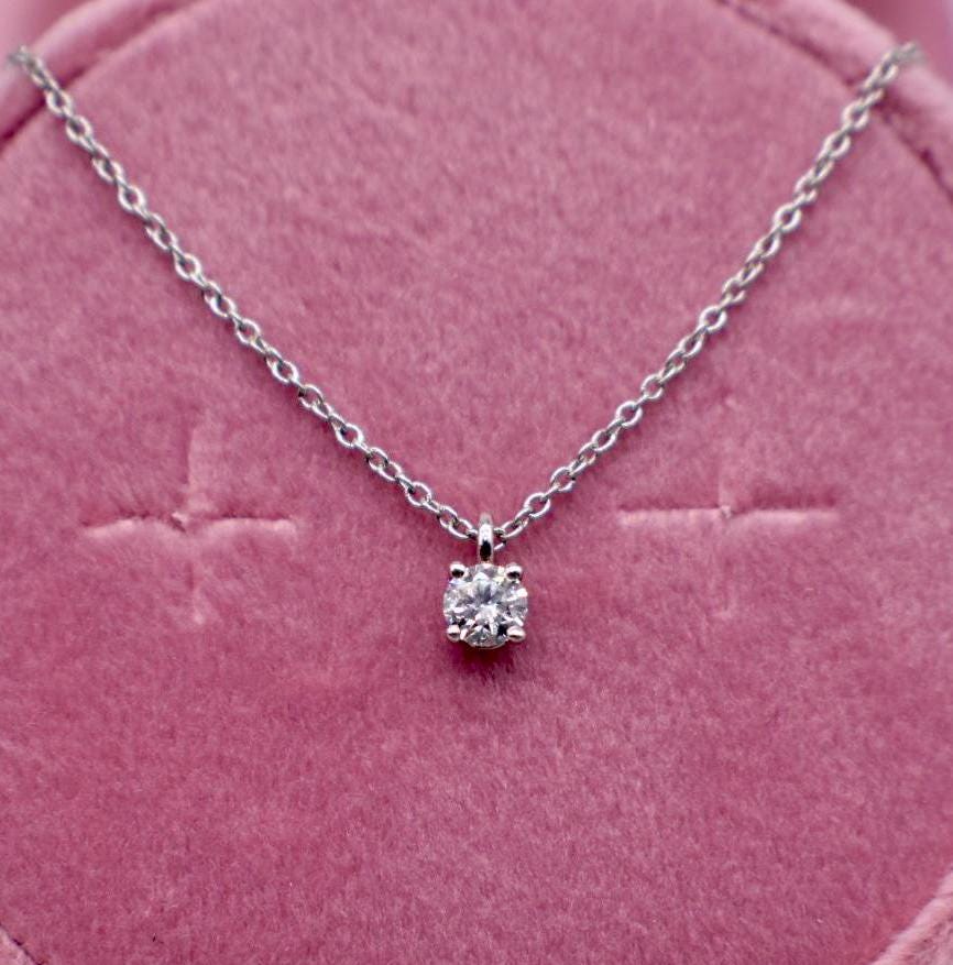 Tiffany & Co Platinum Single Diamond Minimalist Necklace