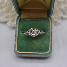 Load image into Gallery viewer, Vintage 18K White Gold Art Deco Dainty Hexagon Old European Cut Diamond Engagement Ring
