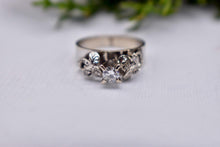 Load image into Gallery viewer, Antique Art Deco 10K White Gold Diamond Floral Retro Ring
