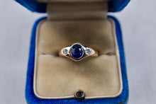 Load image into Gallery viewer, Art Deco 14K Yellow Gold Vintage Bezel Set Sapphire &amp; Diamond band
