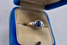 Load image into Gallery viewer, Art Deco 14K Yellow Gold Vintage Bezel Set Sapphire &amp; Diamond band
