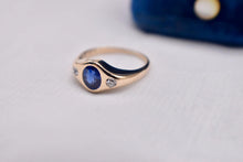 Load image into Gallery viewer, Art Deco 14K Yellow Gold Vintage Bezel Set Sapphire &amp; Diamond band
