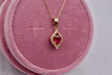 Load image into Gallery viewer, Reserved Listing Third Payment For Levian 14K Oval Ruby and Diamond Rose Gold Halo Necklace
