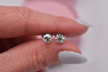 Load image into Gallery viewer, 14K White Gold Round Diamond Push Back Stud Earrings 0.80cts
