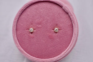 14K Yellow Gold Round Diamond Screw Back Stud Earrings 0.40cts