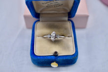 Load image into Gallery viewer, 14K White Gold Vintage Marquise and Accent Diamond Three Stone Ring
