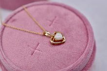 Load image into Gallery viewer, Beautiful Vintage 14K Yellow Gold Heart Shape Opal and Diamond Necklace
