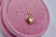 Load image into Gallery viewer, Beautiful Vintage 14K Yellow Gold Heart Shape Opal and Diamond Necklace
