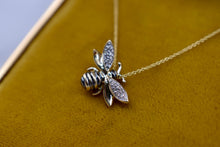 Load image into Gallery viewer, Vintage 10K Yellow Gold Solid Diamond Bumblebee Necklace
