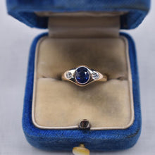 Load image into Gallery viewer, Art Deco 14K Yellow Gold Vintage Bezel Set Sapphire &amp; Diamond band
