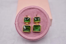 Load image into Gallery viewer, Beautiful Vintage 18K Yellow Gold Signed Green Tourmaline Hinged Dangle Earrings
