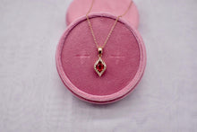 Load image into Gallery viewer, Reserved Listing Third Payment For Levian 14K Oval Ruby and Diamond Rose Gold Halo Necklace
