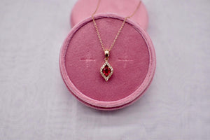 Reserved Listing Third Payment For Levian 14K Oval Ruby and Diamond Rose Gold Halo Necklace