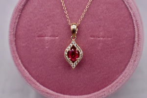 Reserved Listing Third Payment For Levian 14K Oval Ruby and Diamond Rose Gold Halo Necklace