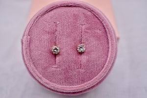 14K Yellow Gold Round Diamond Push Back Stud Earrings 0.61cts