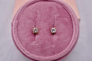 14K Yellow Gold Round Diamond Push Back Stud Earrings 0.61cts