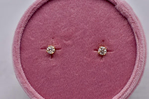 14K Yellow Gold Round Diamond Screw Back Stud Earrings 0.40cts