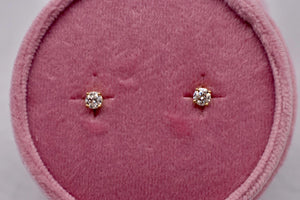 14K Yellow Gold Round Diamond Screw Back Stud Earrings 0.40cts