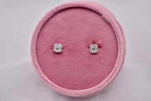 Load image into Gallery viewer, 14K White &amp; Yellow Gold Cushion Shape Cluster Diamond Stud Earrings Pushback Posts
