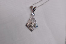 Load image into Gallery viewer, Vintage Art Deco Dainty 14K White Gold Filigree Diamond Necklace
