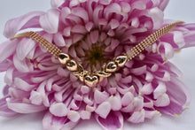 Load image into Gallery viewer, Vintage 10K Yellow Gold Mesh Beaded XOXO Heart Chain Necklace
