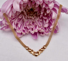 Load image into Gallery viewer, Vintage 10K Yellow Gold Mesh Beaded XOXO Heart Chain Necklace
