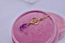 Load image into Gallery viewer, 14K Yellow Gold Victorian Amethyst and Pearl Drop Lavalier Necklace

