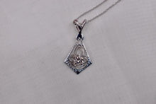 Load image into Gallery viewer, Vintage Art Deco Dainty 14K White Gold Filigree Diamond Necklace
