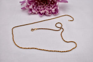 Vintage 18K Yellow Gold Heavy Weigh Solid Diamond Cut Rope Necklace