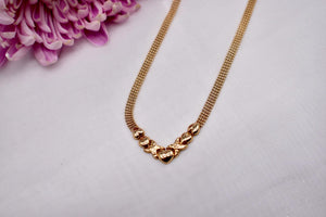 Vintage 10K Yellow Gold Mesh Beaded XOXO Heart Chain Necklace